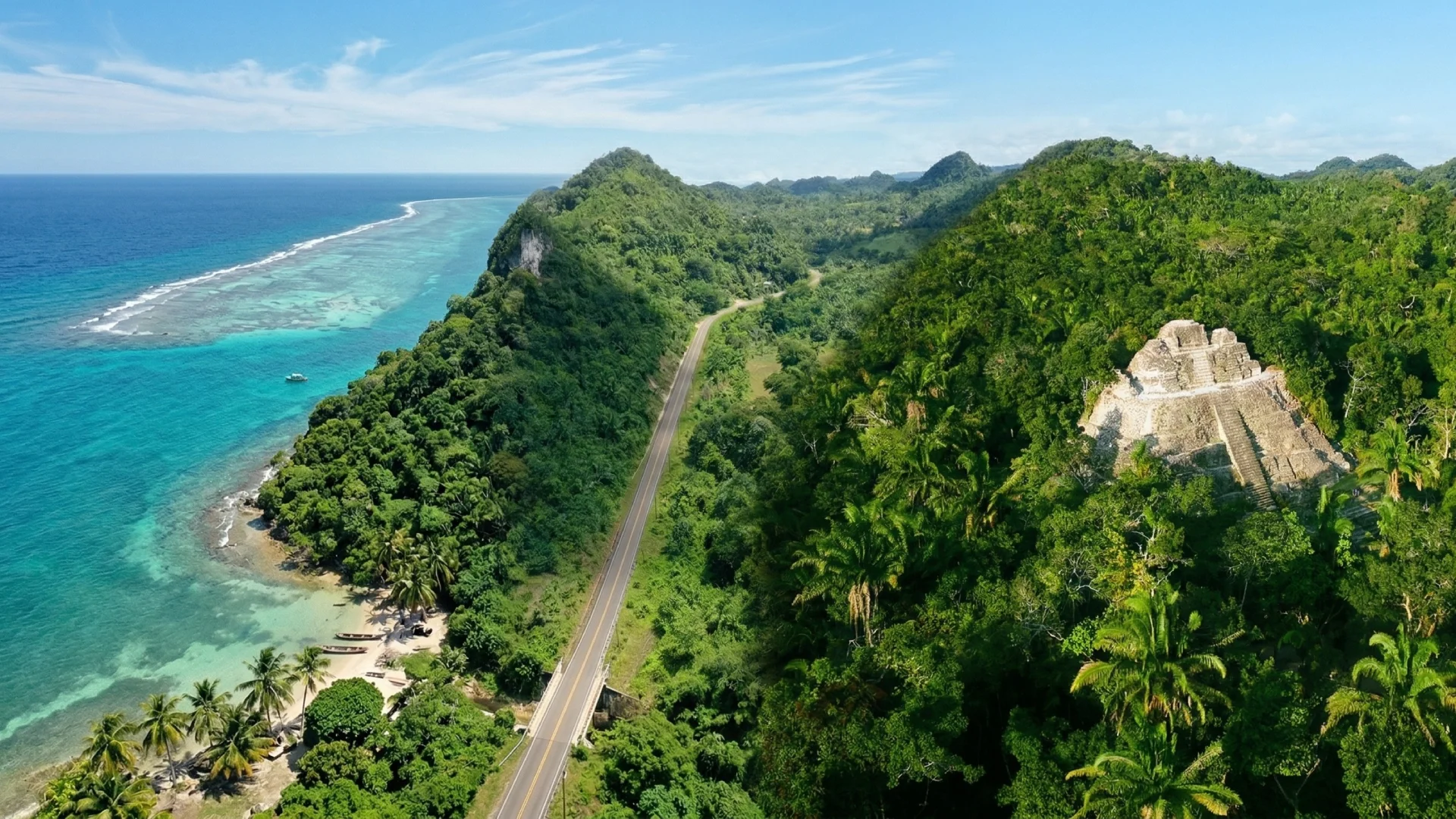 Belize coastline aerial view